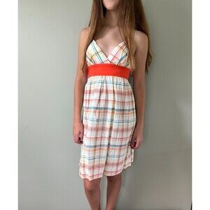 Womens Y2K Vintage Plaid Summer Halter Style Sundress Dress | My Michelle | 7/8
